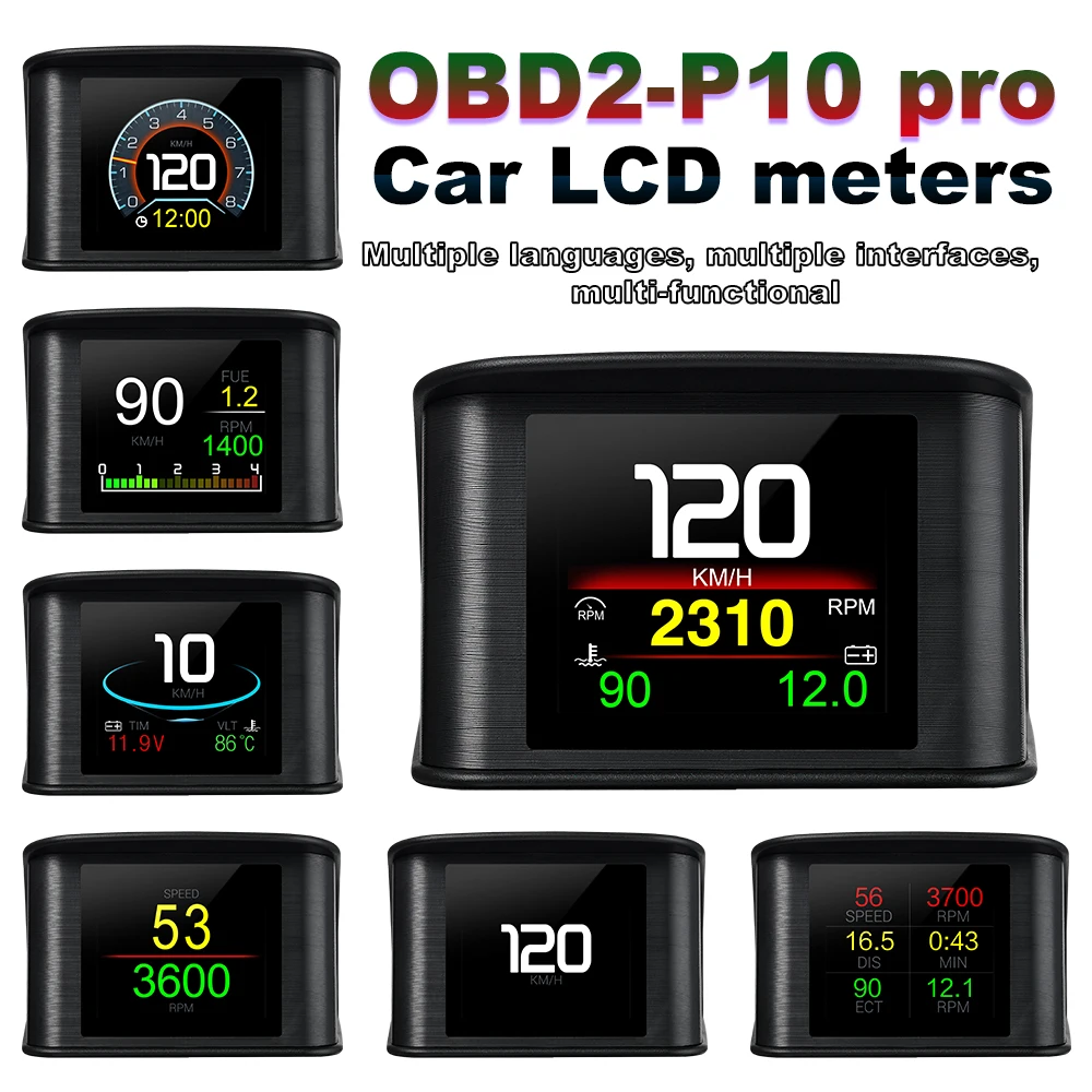 P10 Pro Head Up Display Bordcomputer Auto Digital OBD2 Kilometerstand – Bild 2