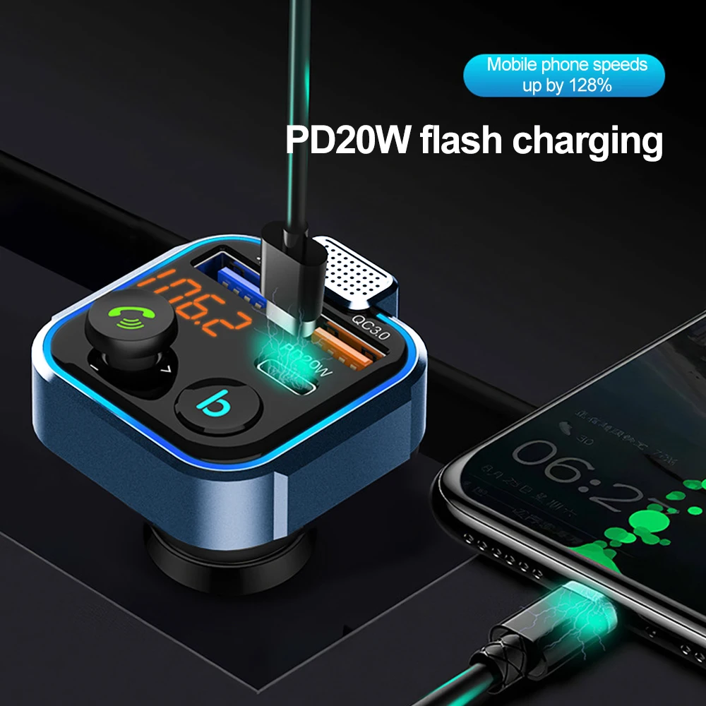 Kabelloser Bluetooth 5.0 Freisprech-Auto-FM-Transmitter – Bild 4