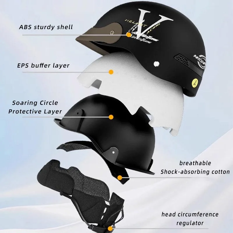 MOWK Motorrad Vintage Halbhelm Sommer Atmungsaktive Männer Frauen – Bild 4