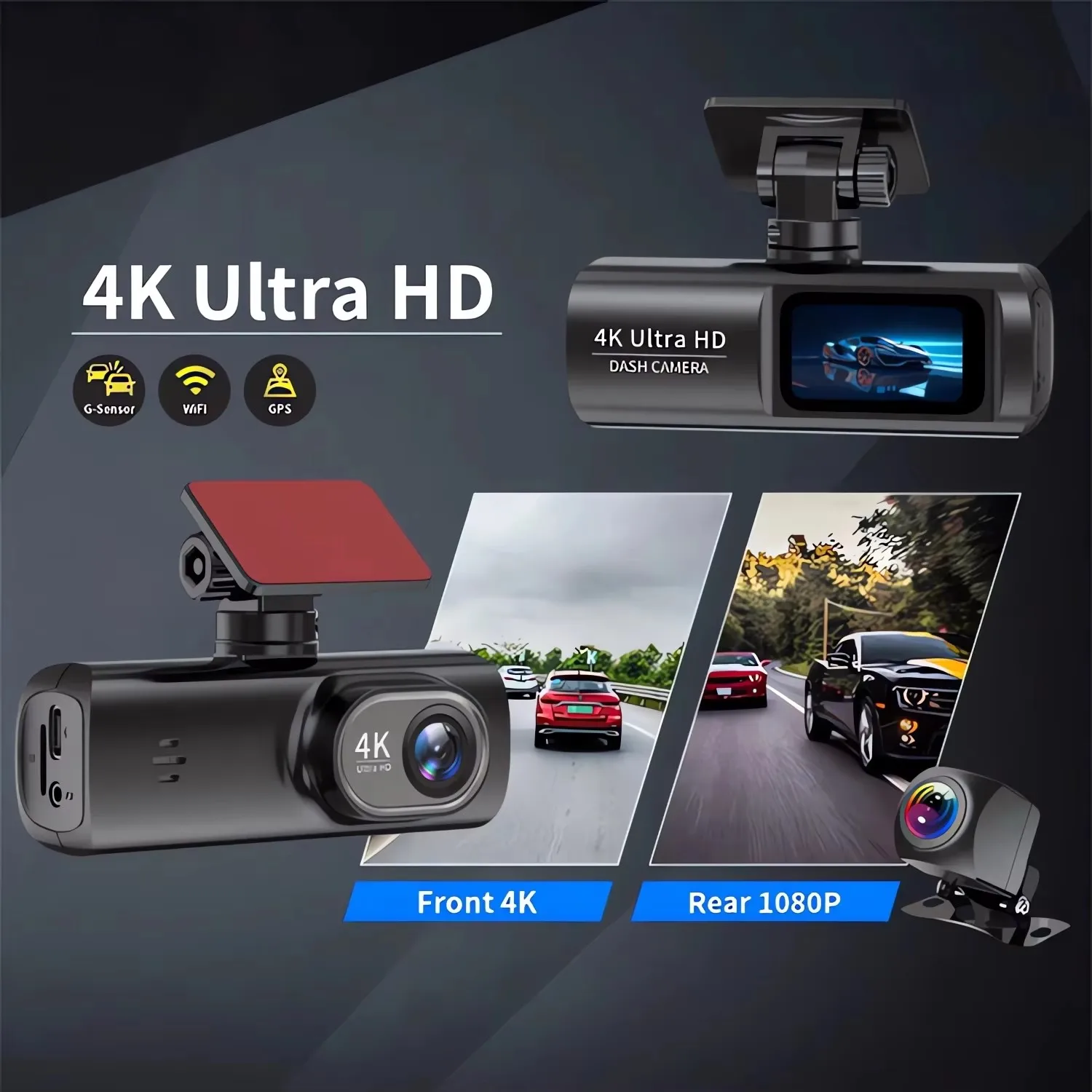 Dashcam für Autos 4K UHD-Aufnahme Front- und Rückkamera HDR – Bild 3