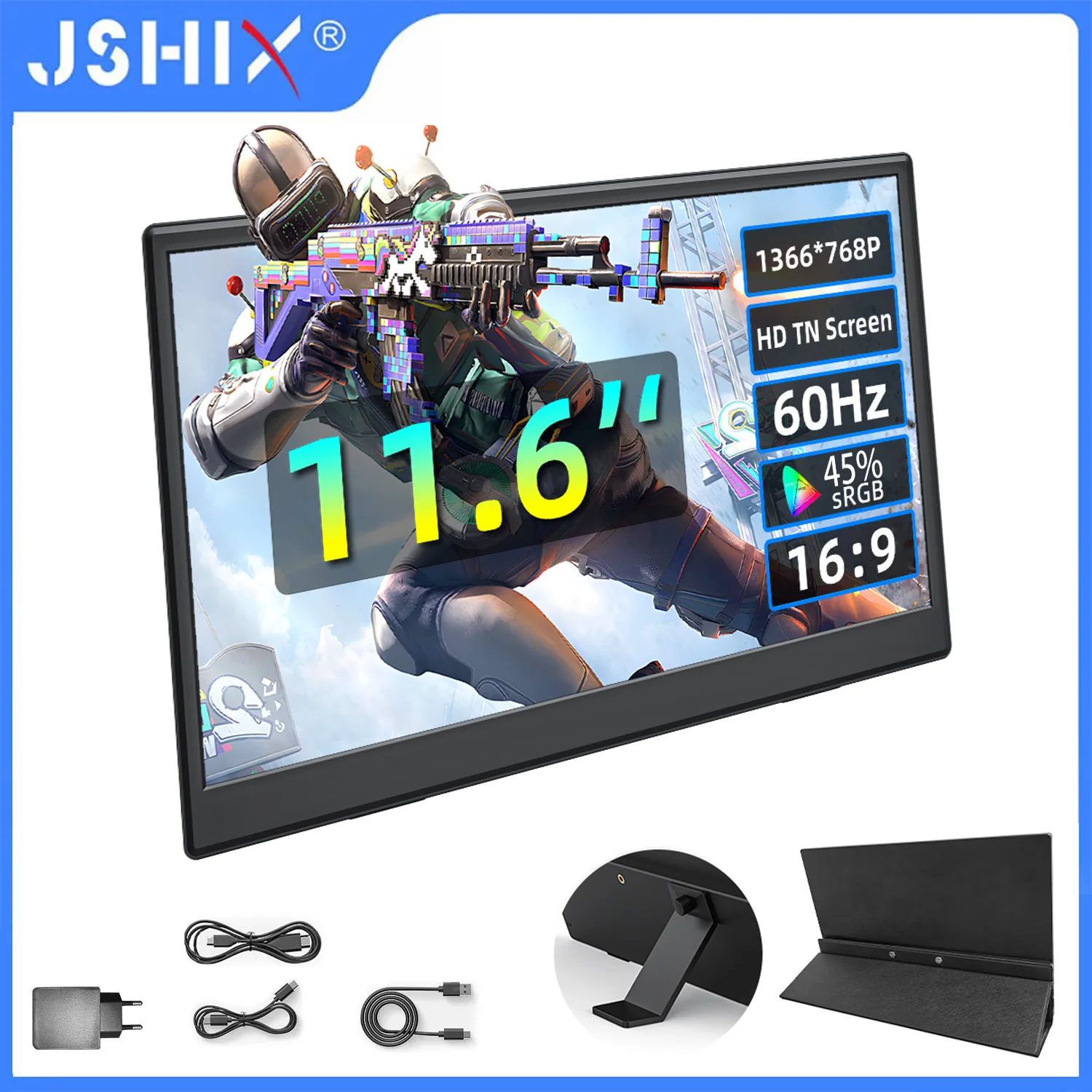 JSHIX 11,6 14 15,6 Zoll tragbarer Monitor 1080P Full HD IPS Zweiter Monitor für Gaming Laptop Telefon Switch