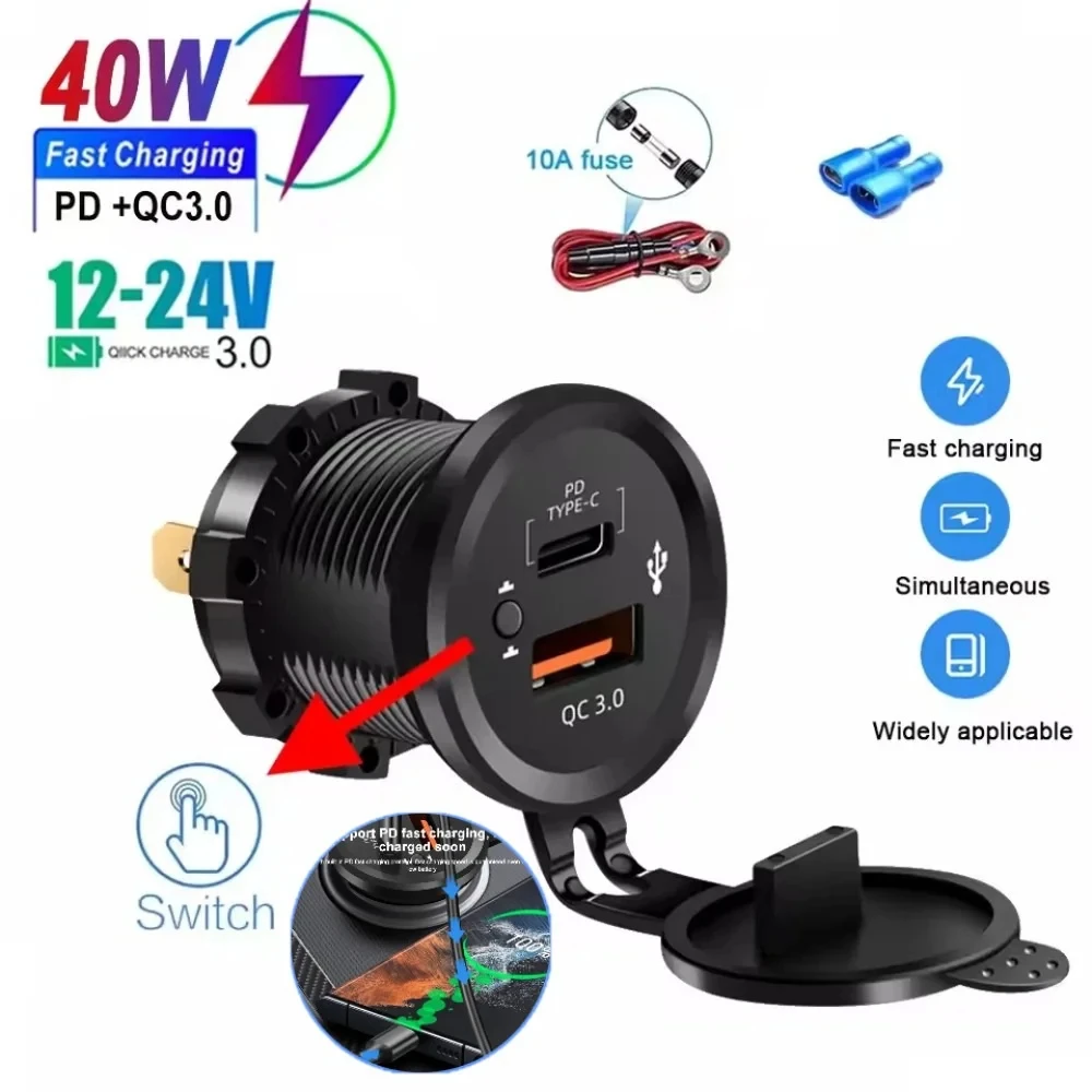 40W PD QC3.0 Auto-Ladegerät-Adapter Schnellladung 12V 24V Typ USB C – Bild 2