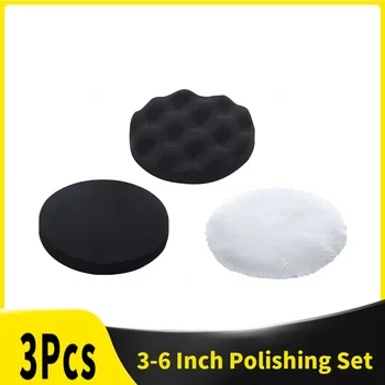 Auto-Polierpad-Set, Woll-Polierpads 3-6 Zoll, Auto-Schaumstoff-Bohrpolierer zum Schleifen, Waschen (3 Stück)