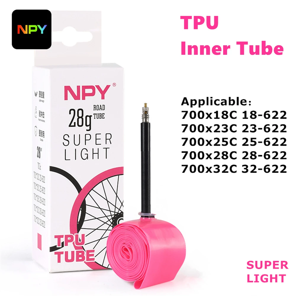 NPY 1 Stück Ultraleichter 28g Fahrrad-TPU-Schlauch 700X18 25 28 32 Rennrad-TPU-Reifen 45mm/65mm/85mm Länge