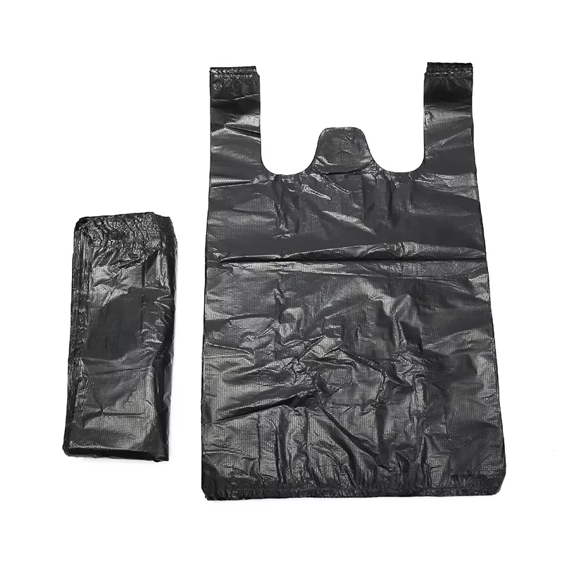 Schwarze, verdickte Plastiktüten - Supermarkt-Einkaufstüten für Takeaway, Küche, Müllaufbewahrung (100 Stück)