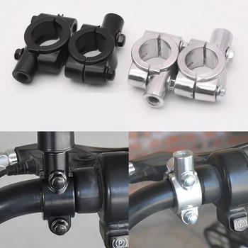 Motorrad Zubehör Schwarz Silber Spiegel Halterung Clamp Rückspiegel Halter Größe 22mm 10mm 8mm 10mm (2 Stück)