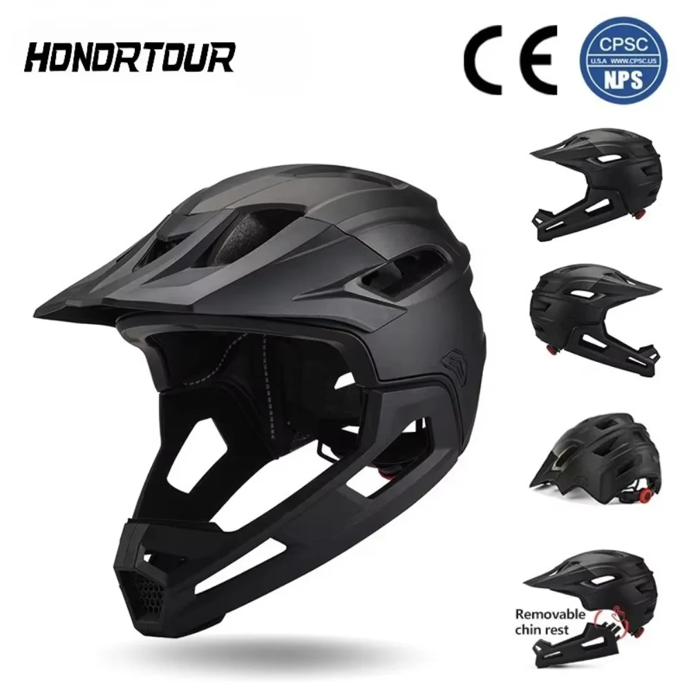 Eastinear Erwachsenen-MTB-Helm Fahrrad-Vollgesichtshelm Abnehmbarer Einteiliger Motorrad-Sicherheitshelm