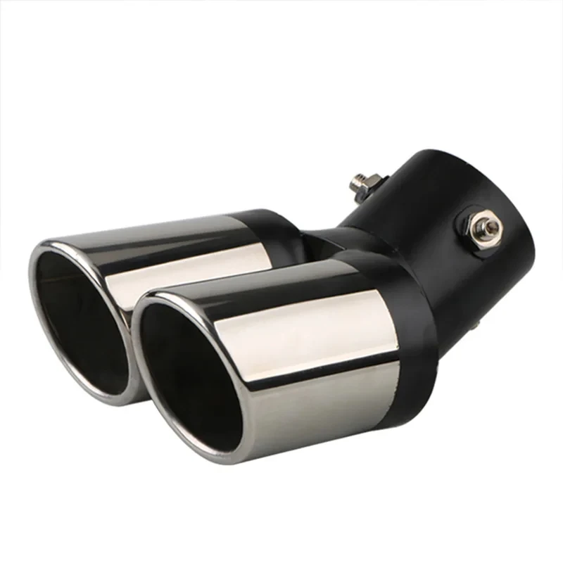 Universal Gebogene Doppel Outlet Auto Auspuff Trim Schalldämpfer Rohr Schwanz Auto Dekoration Chrom Endrohr