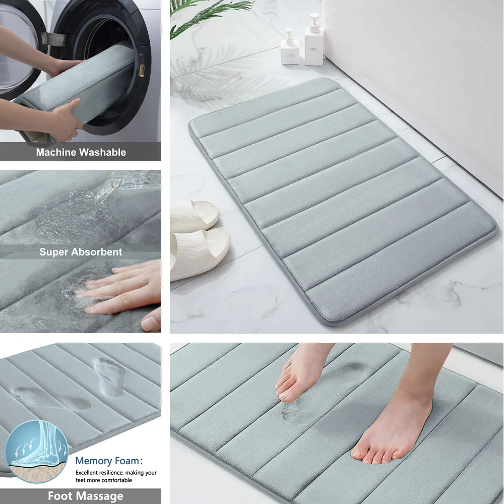 Super saugfähige Badematte, Memory-Schaum-Teppich, rutschfester – Bild 2