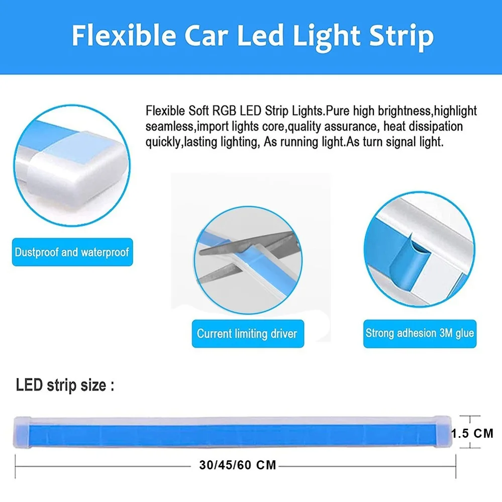 Auto LED DRL Tag Nacht Lauflicht Wasserdichte Flexible (2 Stück) – Bild 5