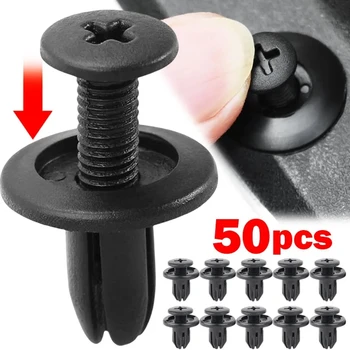 Auto 8mm Loch Kunststoff Nieten Verschluss Push-Clip Schwarz Auto Fahrzeug Tür Trim Panel Retainer (50 Stück)