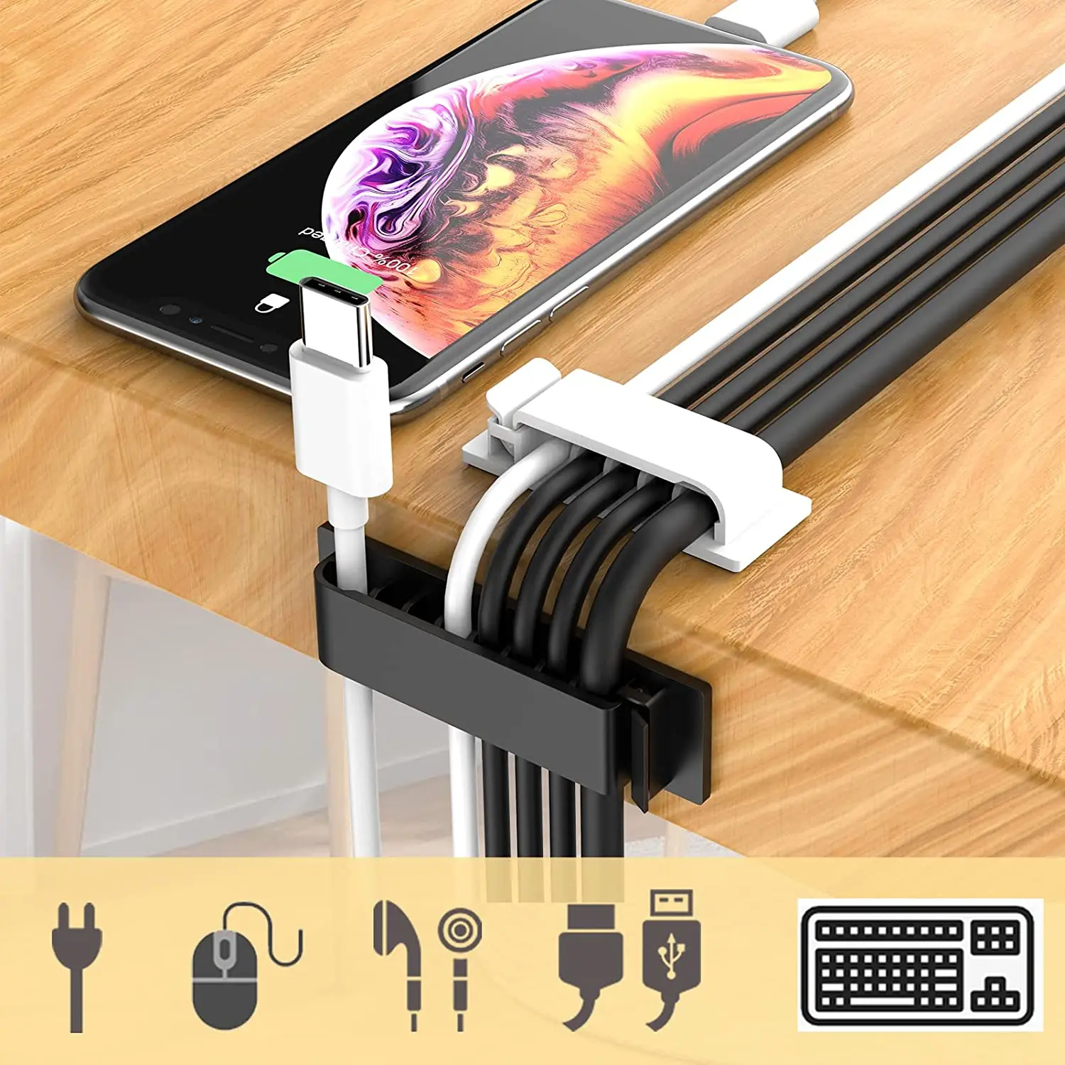 Kabel Organizer Kabel Management Draht Halter Flexible USB Kabel – Bild 3