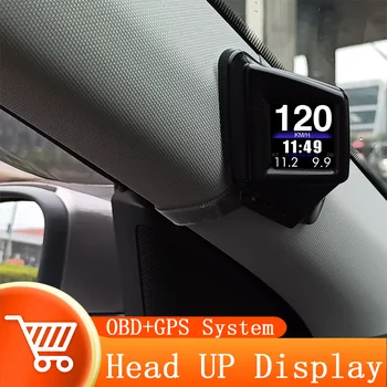 HUD OBD2 + GPS Bordcomputer Head-up-Display Auto Drehzahlmesser Turbo Öldruck Wassertemperatur GPS Tachometer