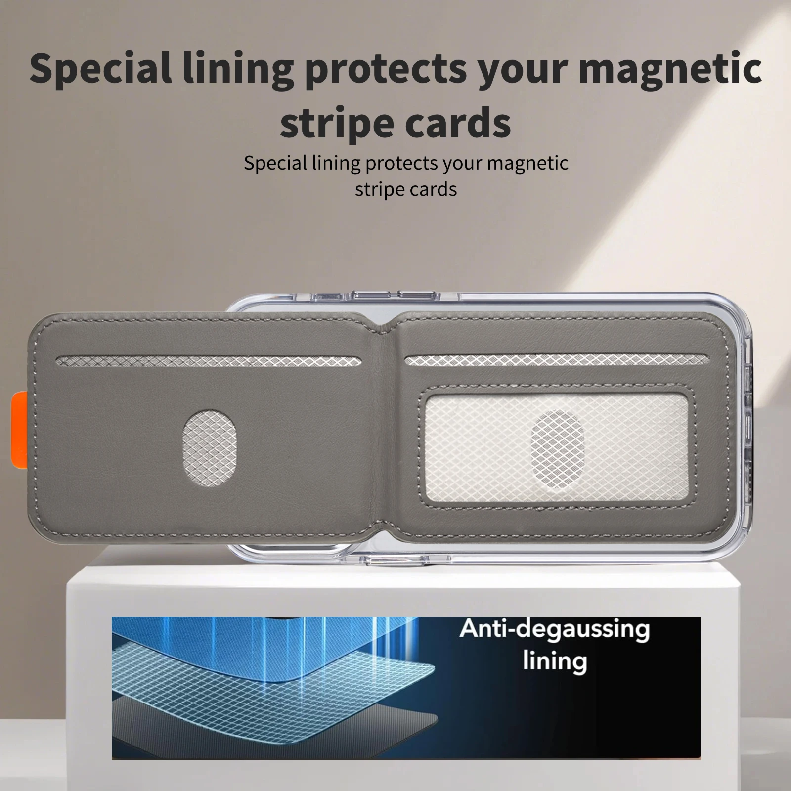 Premium PU-Leder Magnetischer Telefonkartenhalter, RFID Anti-Skimming – Bild 3