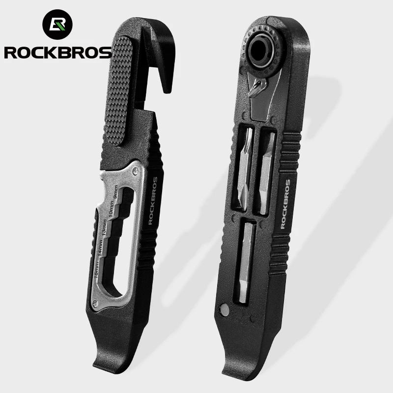 ROCKBROS Fahrradschlüssel-Set, hochfest, multifunktional, tragbar, Fahrradreifenheber, Ratschenschlüssel-Set