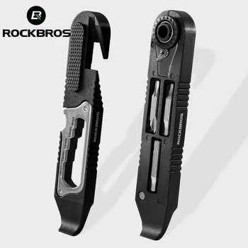 ROCKBROS Fahrradschlüssel-Set, hochfest, multifunktional, tragbar, Fahrradreifenheber, Ratschenschlüssel-Set