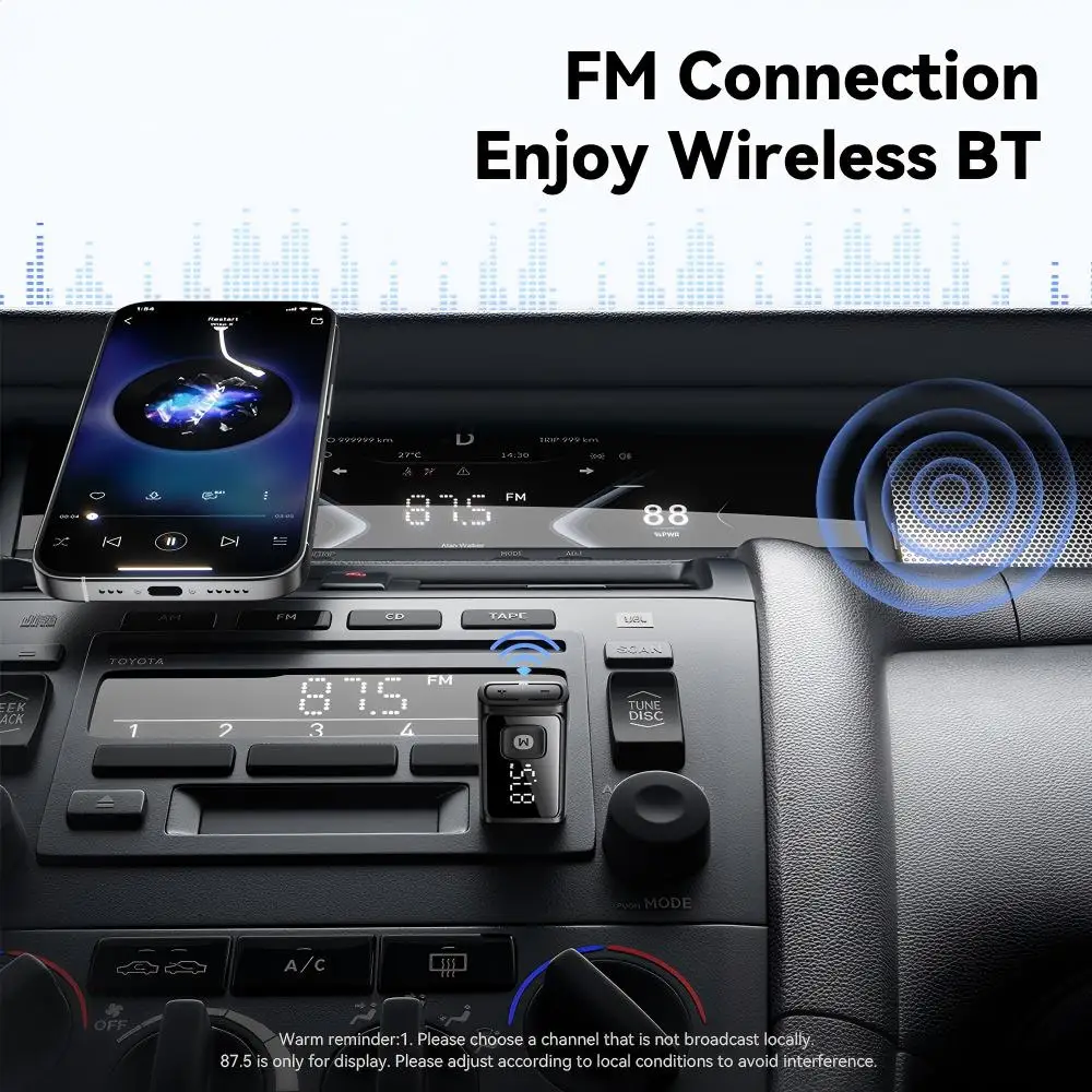 Bluetooth 5.4 FM-Transmitter Kabelloser Auto-Audioempfänger – Bild 2