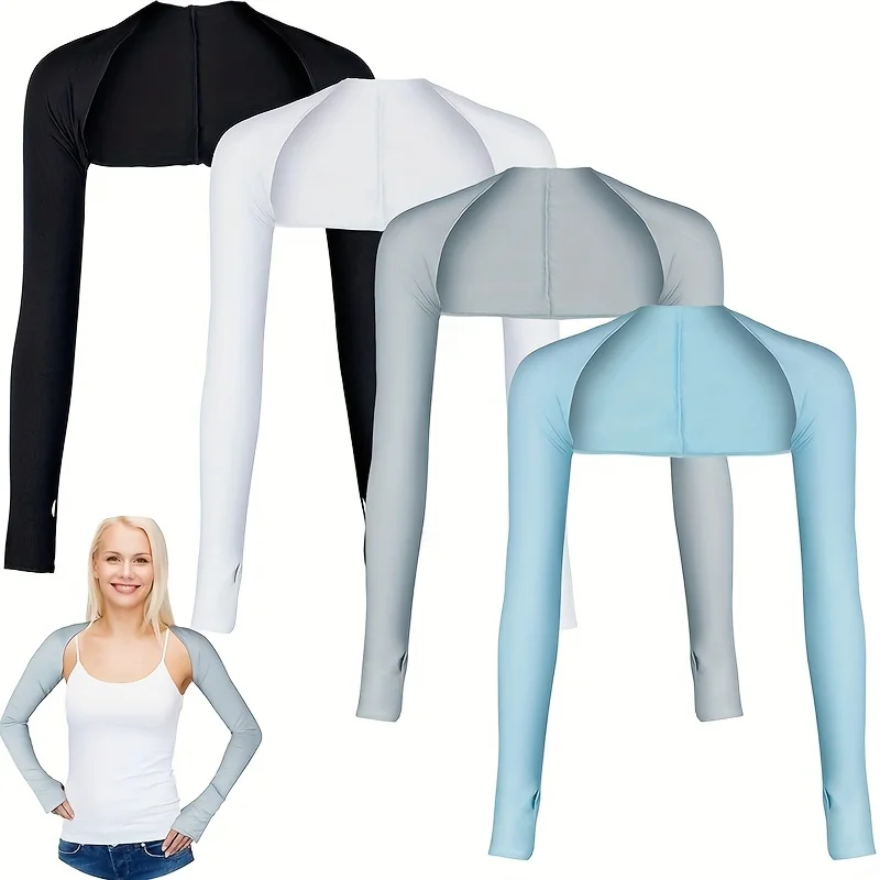 Damen-Sport-Sonnenschutz-Schal, dünner Stil, schulterlang, Damen-Sport-Ärmel, perfekt für Outdoor-Golf