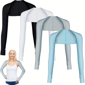 Damen-Sport-Sonnenschutz-Schal, dünner Stil, schulterlang, Damen-Sport-Ärmel, perfekt für Outdoor-Golf