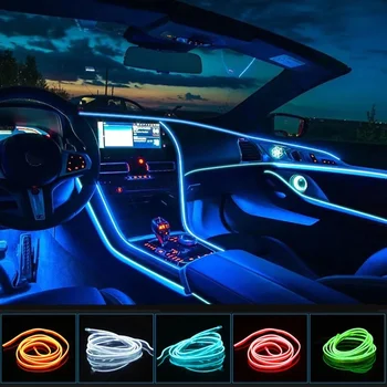 Auto Innen Atmosphäre Beleuchtung LED Streifen DIY Flexible EL Kaltlicht Linie Rohr Mit USB Auto Dekoration