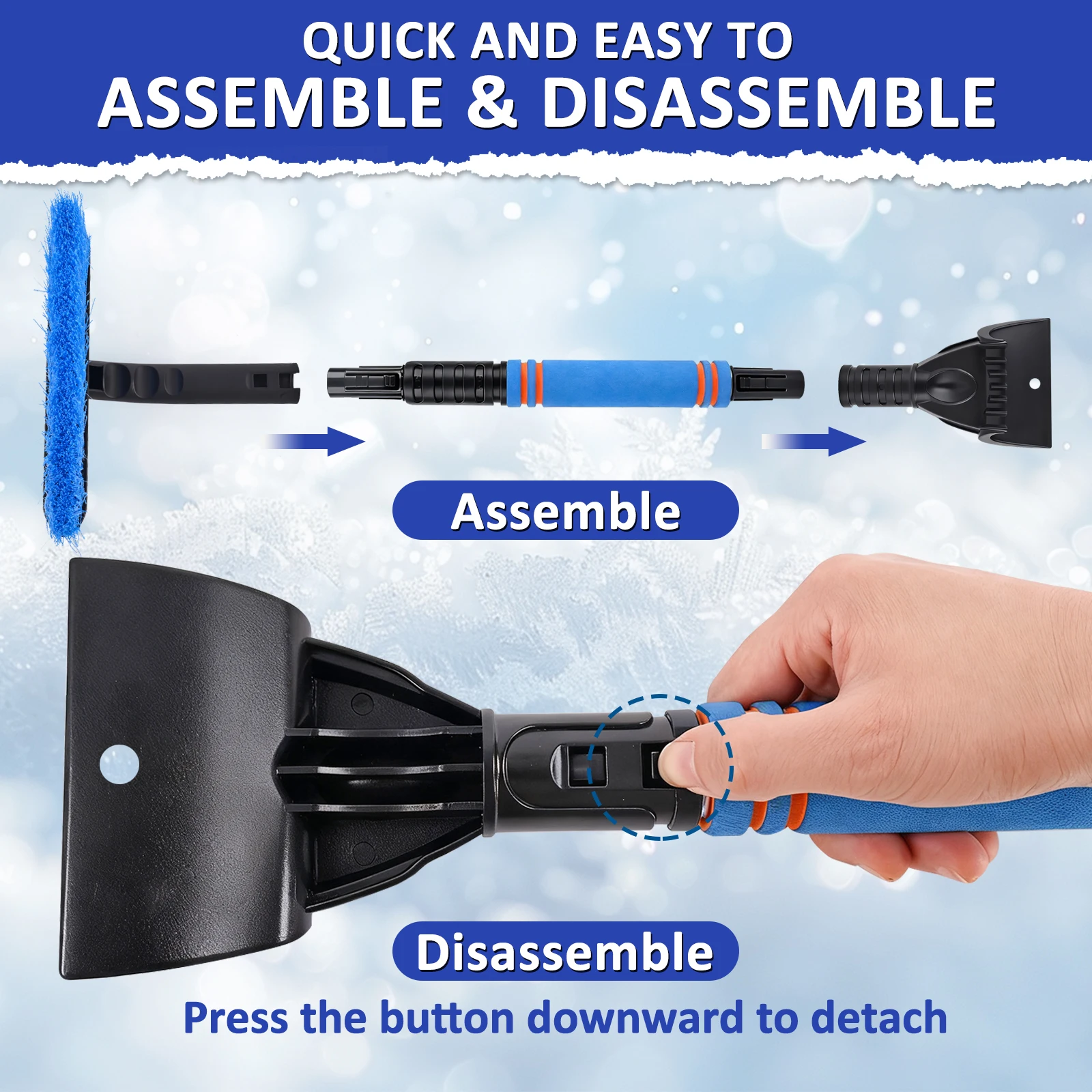 Schneebürste mit Eiskratzer 80 cm (31,5 Zoll) 2-in-1 Ausziehbare – Bild 6