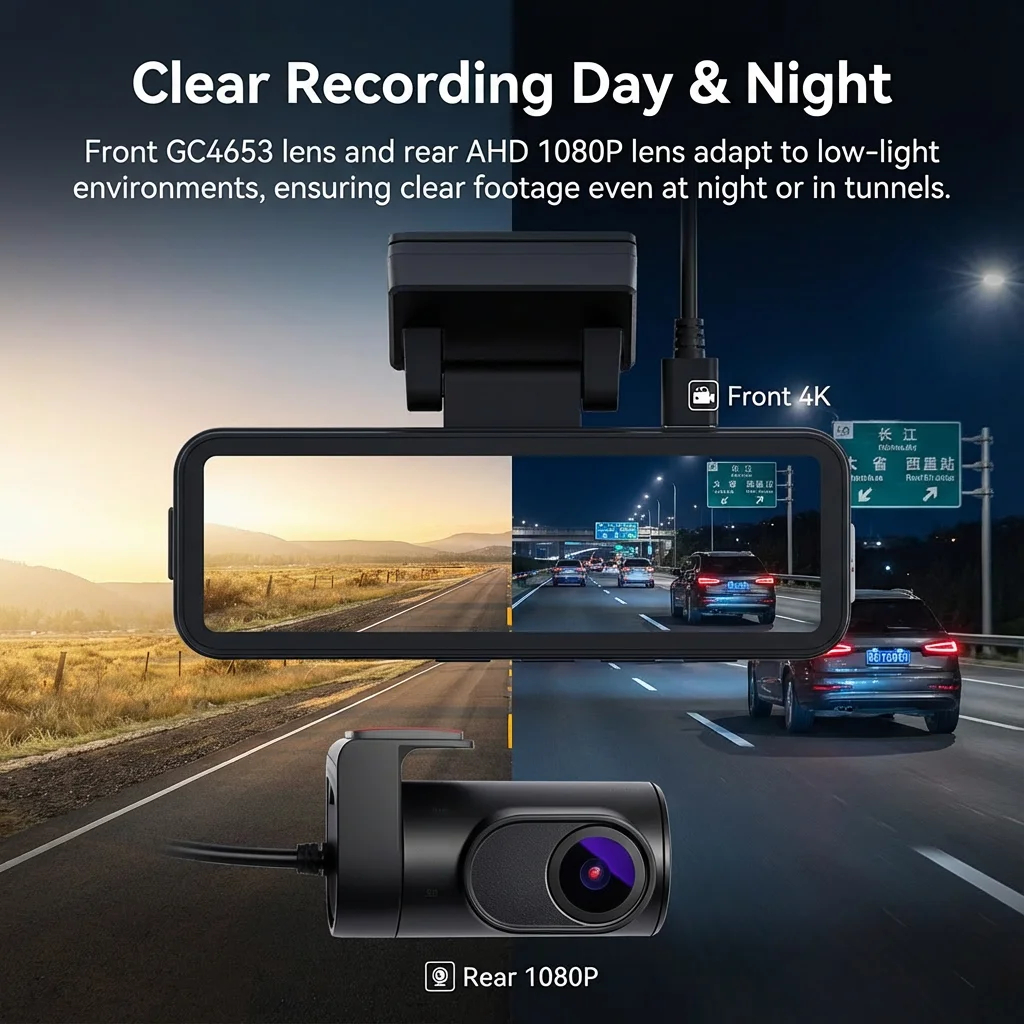 4K Ultra HD 3840*2160P Dashcam mit zwei Kameras, WLAN, Nachtsicht – Bild 3