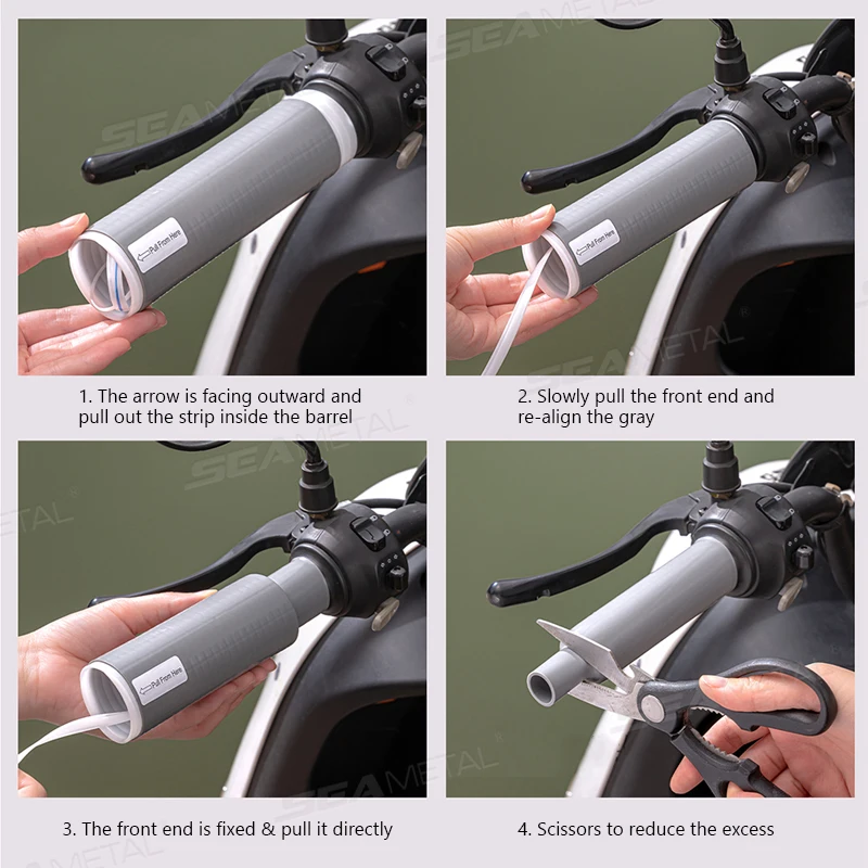 SEAMETAL Selbstschrumpfende Motorrad-Lenkerabdeckung, Silikon – Bild 2