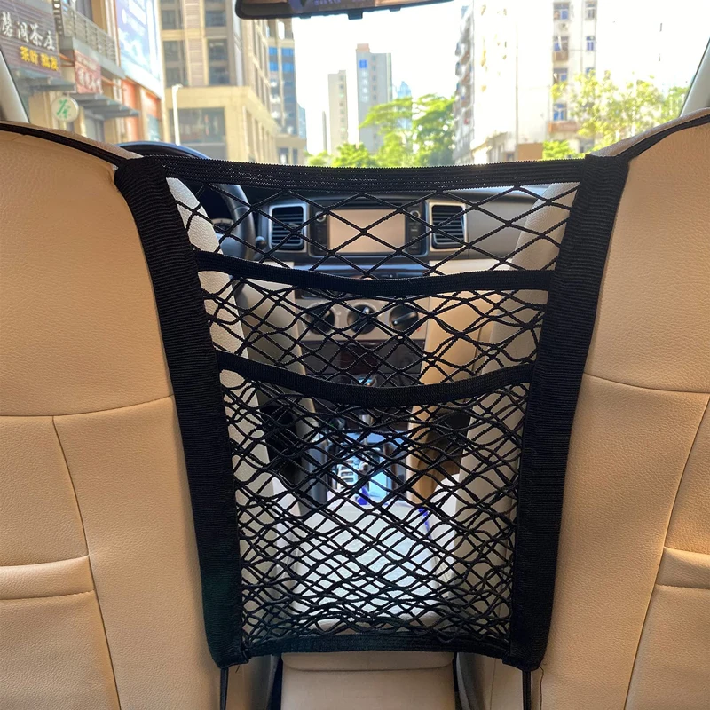 Auto Lagerung Net Tasche Zwischen Sitze Auto Teiler Pet Barriere Dehnbare Elastische Mesh Tasche Organizer