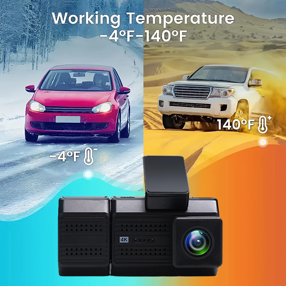 4K Dash Cam für Autos Dashcam 3 Videokamera Wifi 24h Parkmonitor Auto – Bild 6