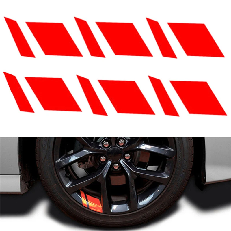 Auto Radnabe reflektierende Aufkleber Auto Rad Felge Aufkleber Streifen Warnung Aufkleber Autoreifen (6 Stück)