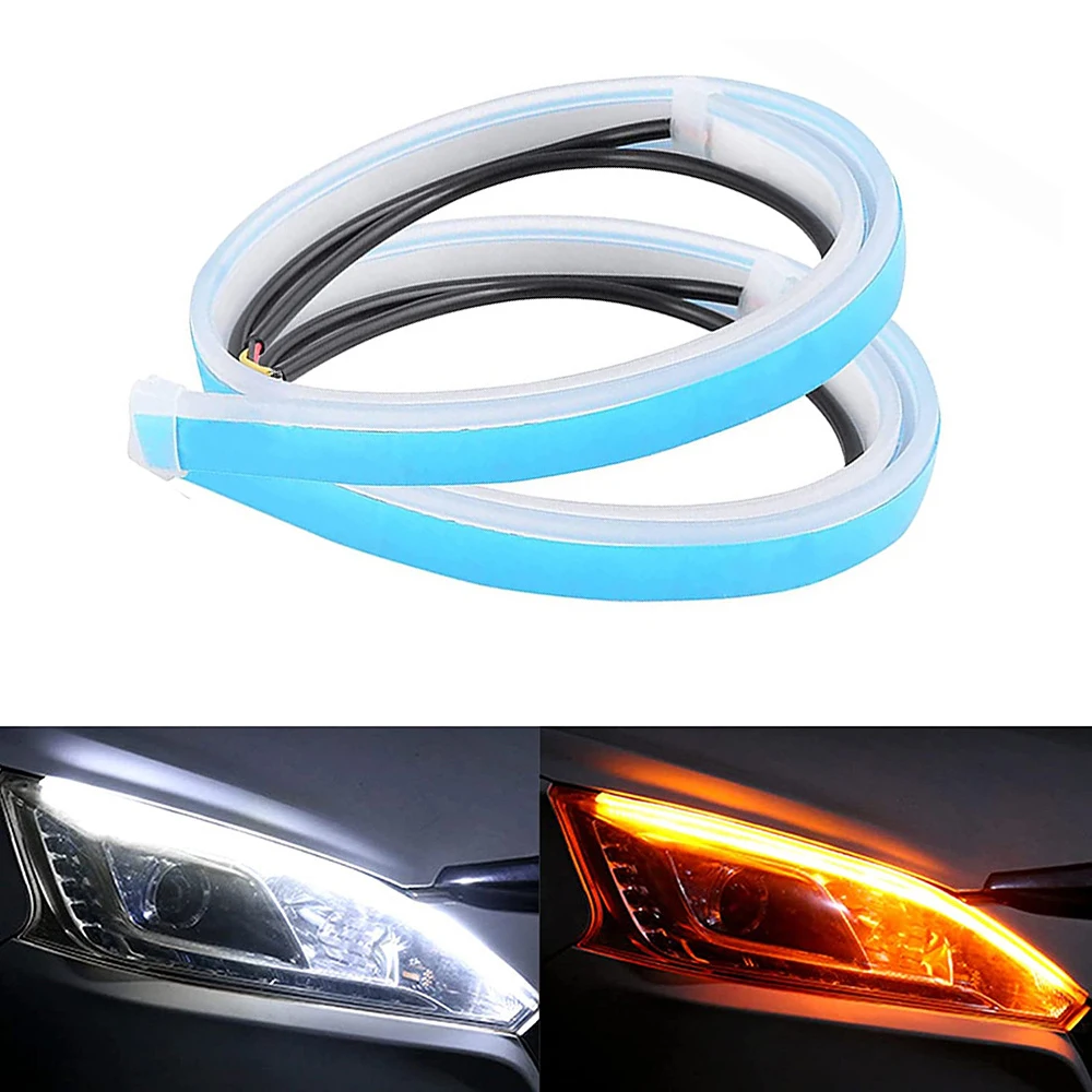 Auto LED DRL Tag Nacht Lauflicht Wasserdichte Flexible Universal Auto Fließende Blinker Licht Bremse (2 Stück)