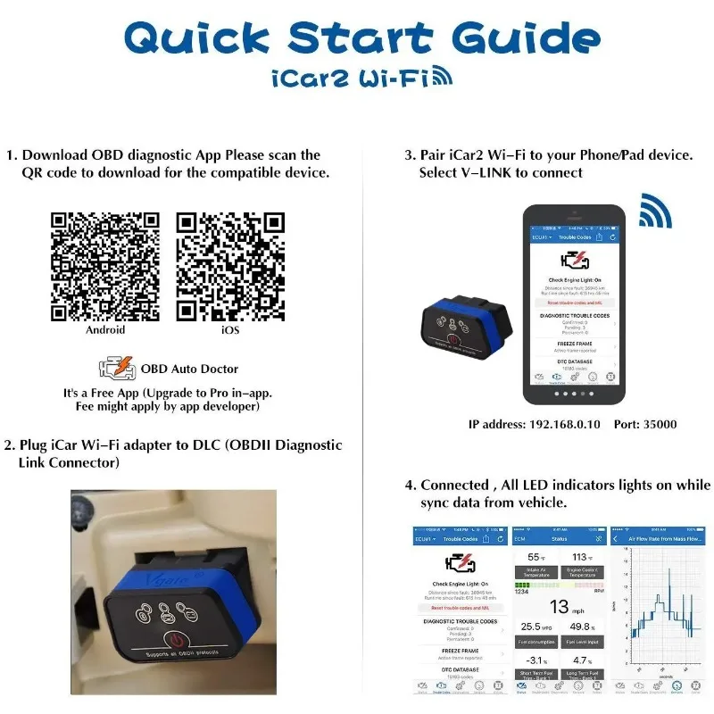 OBD2 Bluetooth Auto-Diagnosegerät ELM327 V2.2 für iOS/Android OBD 2 – Bild 5