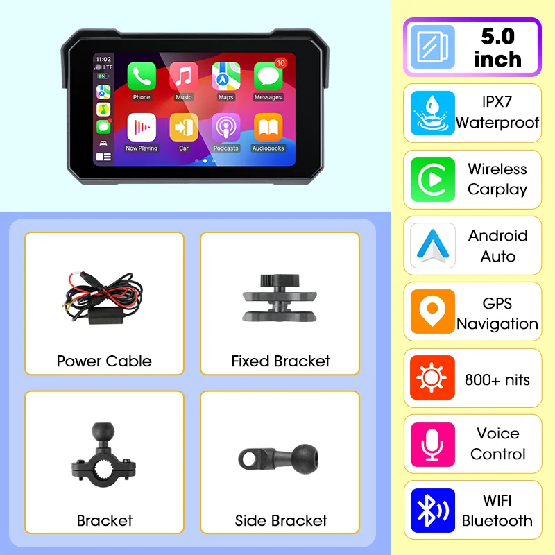 Jansite Motorrad Display Bildschirm Carplay Moto Navigation Tragbare Digitale Dashboard Motorrad Android Auto