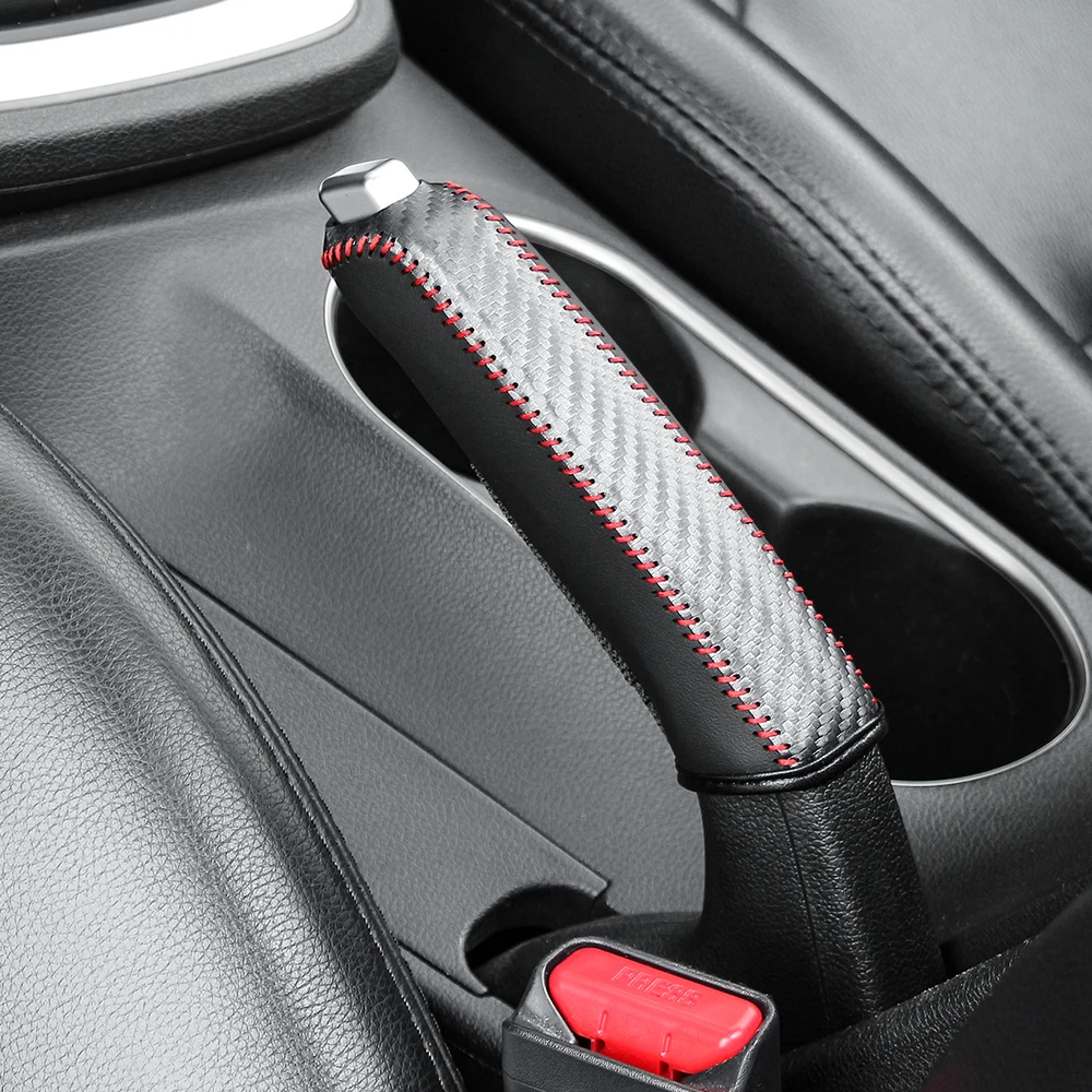 Carbon Fiber Auto Leder Handbremse Abdeckung Schutzhülle Handbremse – Bild 6