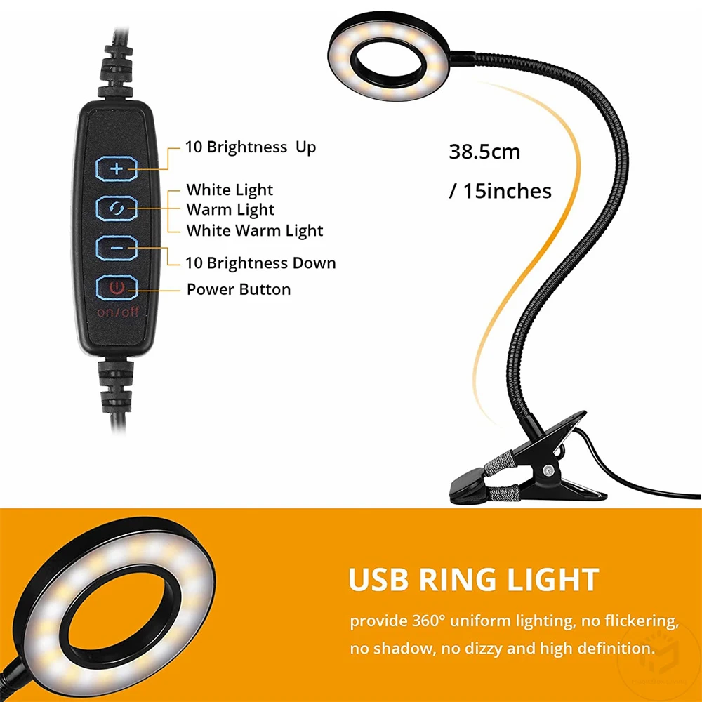 48 LED USB Buchlicht Clip Schreibtischlampe Leseleuchte mit 3 – Bild 5
