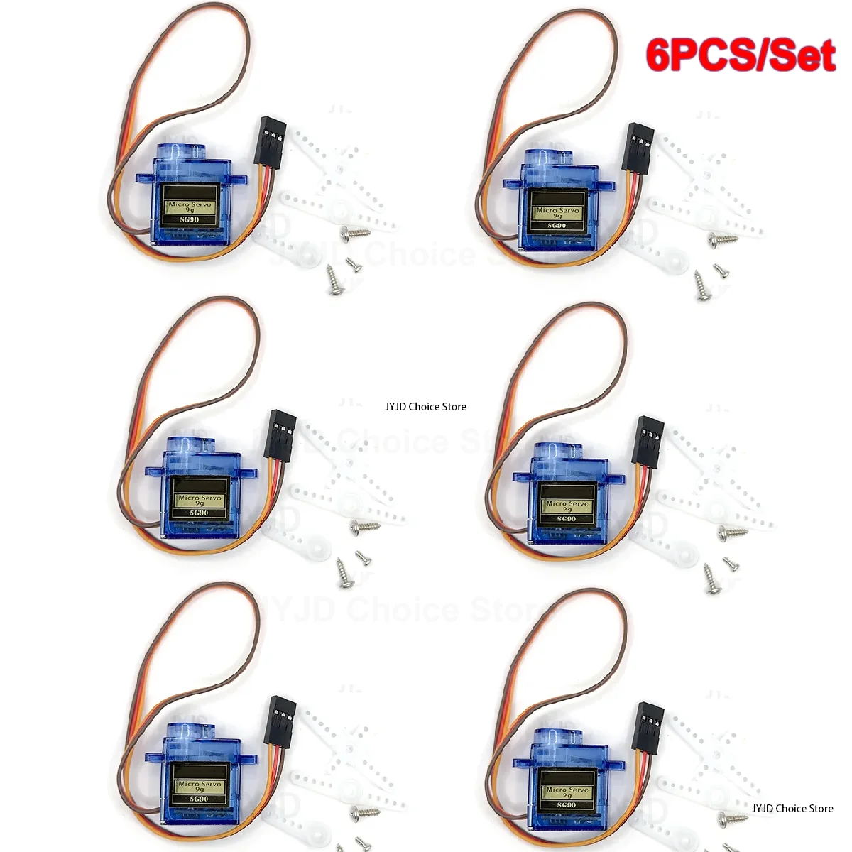 SG90 9g Micro Servo Motor, Mini Servomotor-Set mit Kunststoffgetriebe, 180 Grad Servo für RC-Auto (6 Stück)