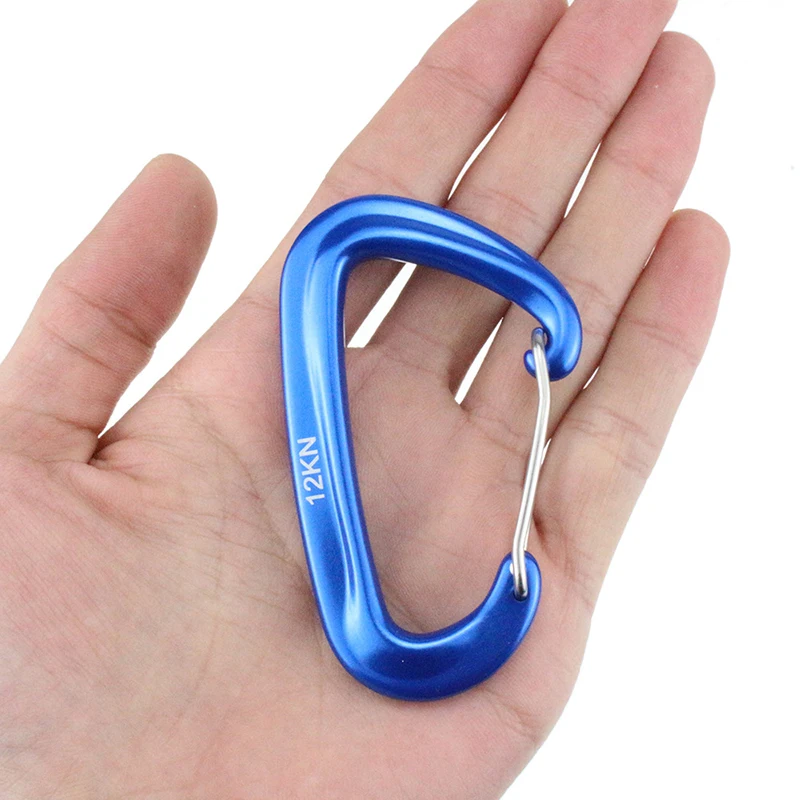 12KN Kleiner Kletterkarabiner D-Form Bergsteigen Schnalle Haken – Bild 5
