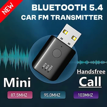 Bluetooth 5,4 FM Sender Mit Mikrofon Freisprechen Anruf USB Wireless Adapter Verlustfreie Stereo Musik Audio