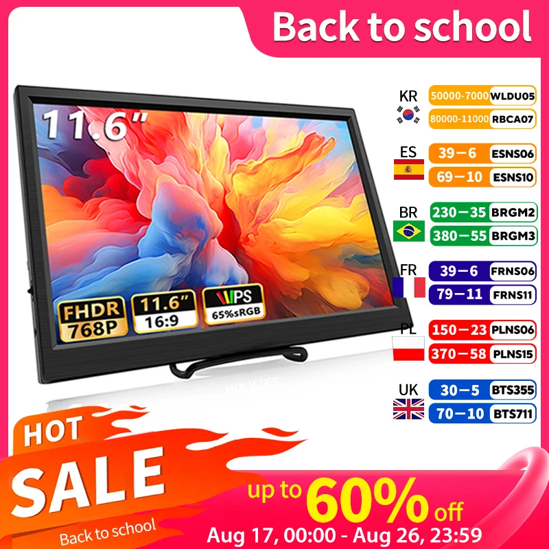11,6 Zoll tragbarer Monitor HDMI-kompatibler Laptop zweiter Bildschirm Gaming erweitertes Display