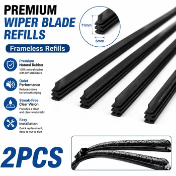 Universal AAA-Grade Auto Fahrzeug Einsatz Weiche Gummi Streifen Refill Für Rahmenlose Wischer (2 Stück)