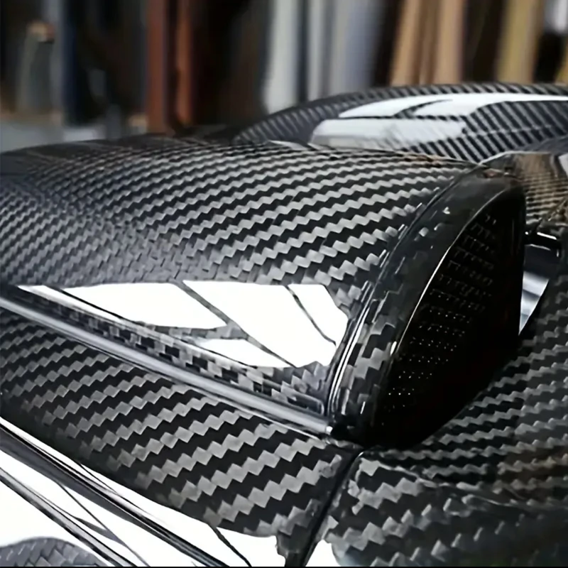 Hochglanz 6D 5D Kohlefaser Schwarz Auto Folierung Wrap Vinyl Car – Bild 4