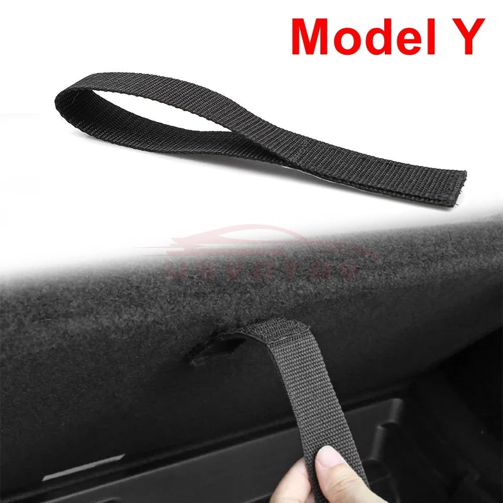 Tesla Modell Y Hinten Stamm Seil Kordelzug Öffnen Schwanz Box Abdeckung Griff Pull Strap Auto Organizer