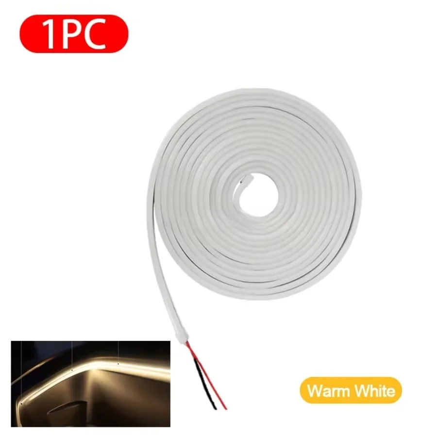 Flexibler LED-Umgebungslichtstreifen, 5 m, DC12 V, für Tesla Model Y 3 S After Trunk Frunk, Silikon-Innenraum