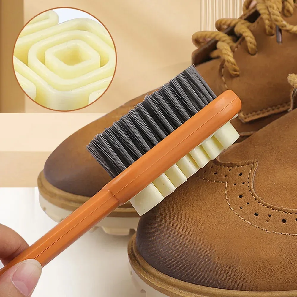 2-seitige Reinigungsbürste aus Wildleder mit langem Griff, Schuhbürste, Turnschuhe, Reiniger, Schuhe, Flecken