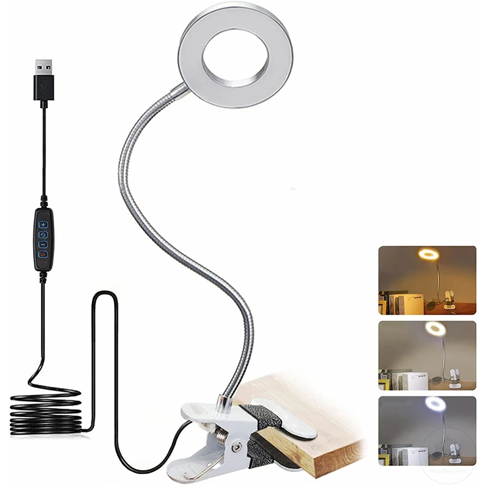 48 LED USB Buchlicht Clip Schreibtischlampe Leseleuchte mit 3 – Bild 2