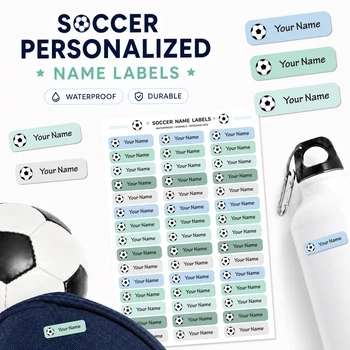 Individuelle Fußball-Namensetiketten, Wasserfeste Personalisierte Aufkleber, Bunte Etiketten für Flaschen