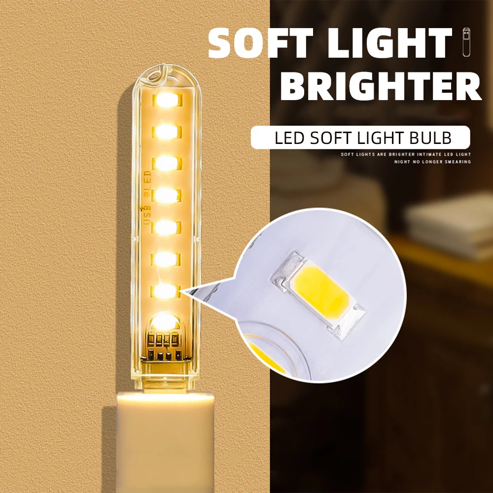 Tragbare USB Streifen Licht Mini Led Warm Weiß Nacht Lichter (5 Stück) – Bild 3