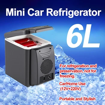 6L Tragbarer Auto-Minikühlschrank, DC12V AC220V Dual-Use Thermoelektrischer Kühl- und Wärmebehälter für Auto