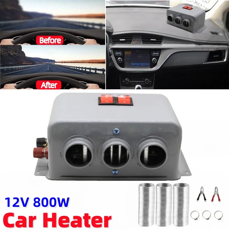 800 W Auto-Heizlüfter, 12/24 V, Abtauen, Nebel und Schnee, elektrische Heizung, Windschutzscheiben-Entferner