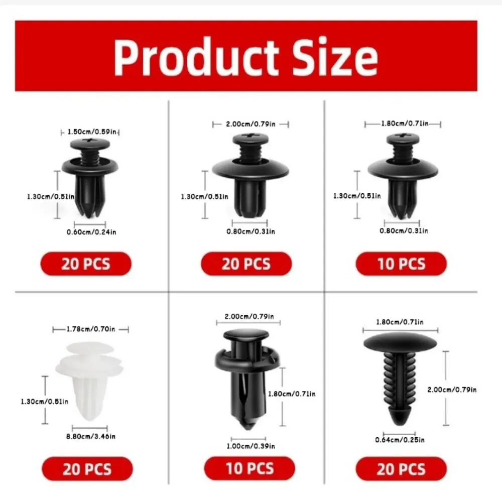 Auto Fastener Clip Kit Fender Niet Clips Auto Körper Push (100 Stück) – Bild 3